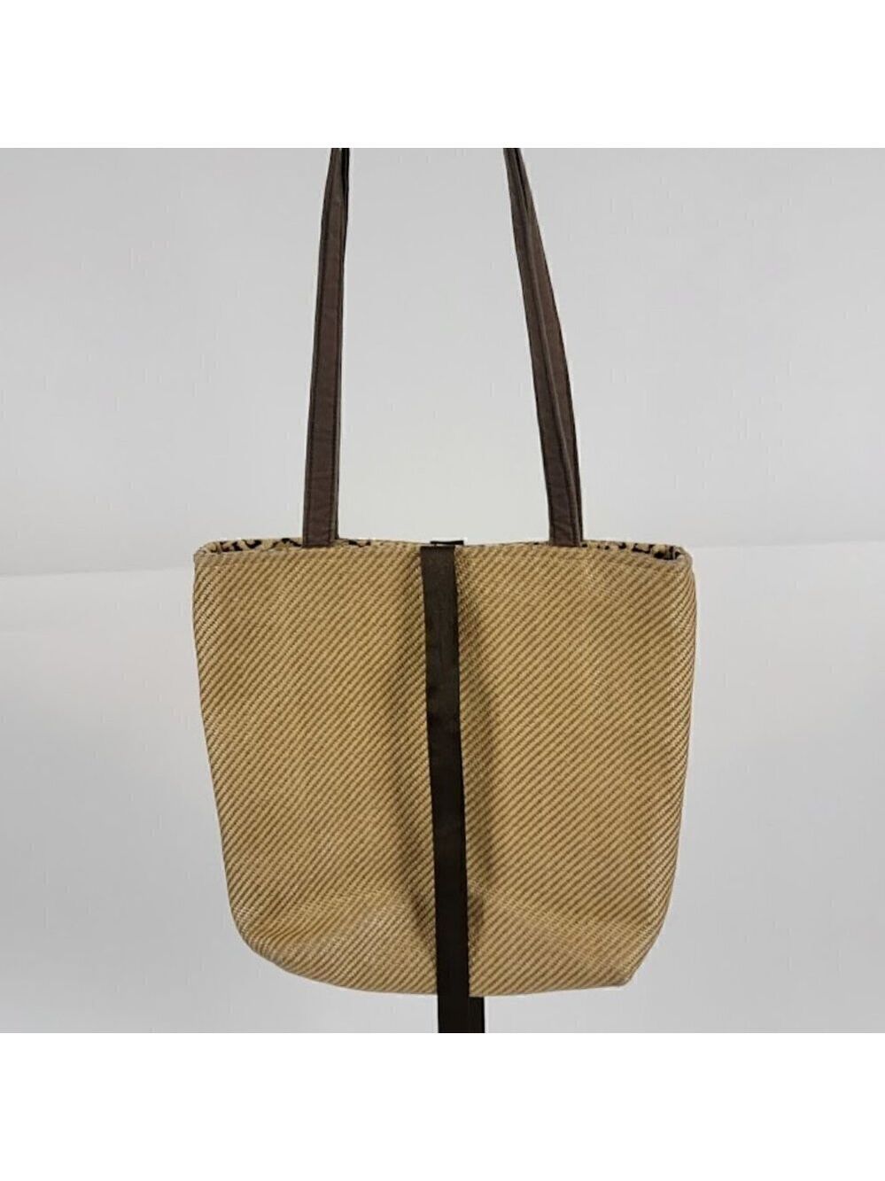 B's Straw Tote with Leopard Print Lining